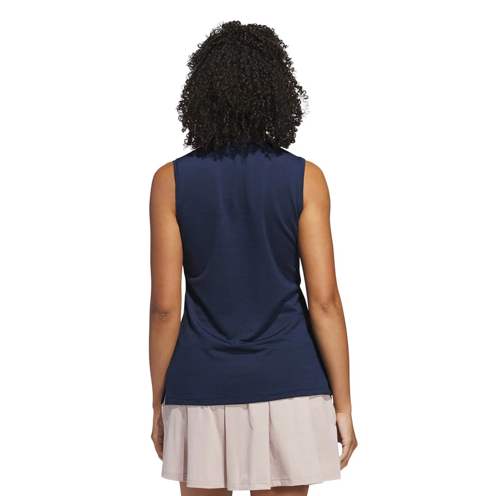 adidas Ladies Solid Ottoman Sleeveless Polo - Image 3
