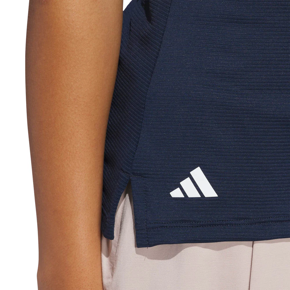 adidas Ladies Solid Ottoman Sleeveless Polo - Image 4