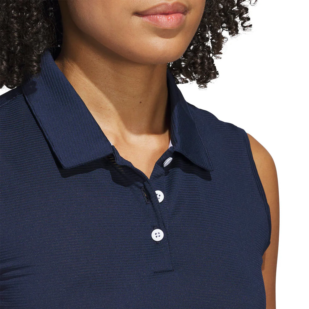 adidas Ladies Solid Ottoman Sleeveless Polo - Image 5